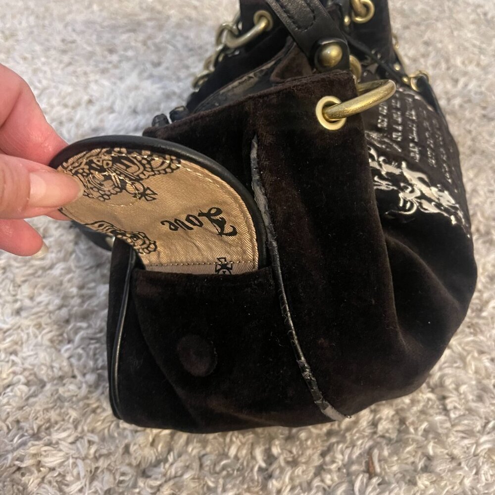 Juicy Couture P&G “Once Upon a Time” Royal Juicy Daydreamer Black Velour Hobo - Picture 6 of 16